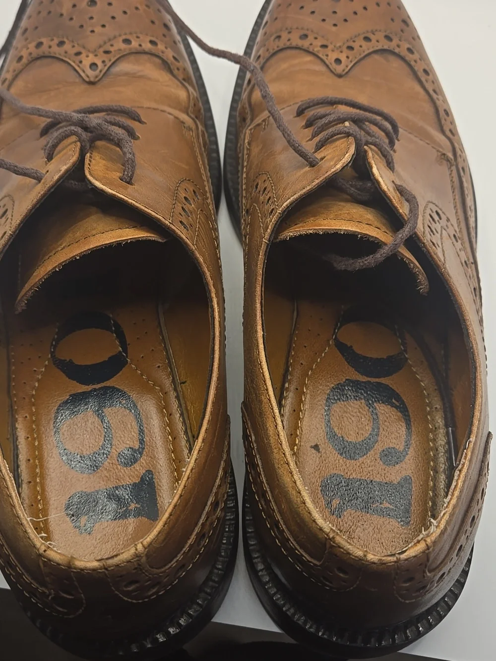 1901 Men's Oxford Genuine Leather Lace Up Wingtip Brown Dress Shoes Sz 10.5